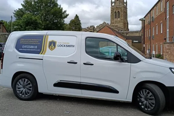 The Parish Locksmith in Rushden attending a call-out.